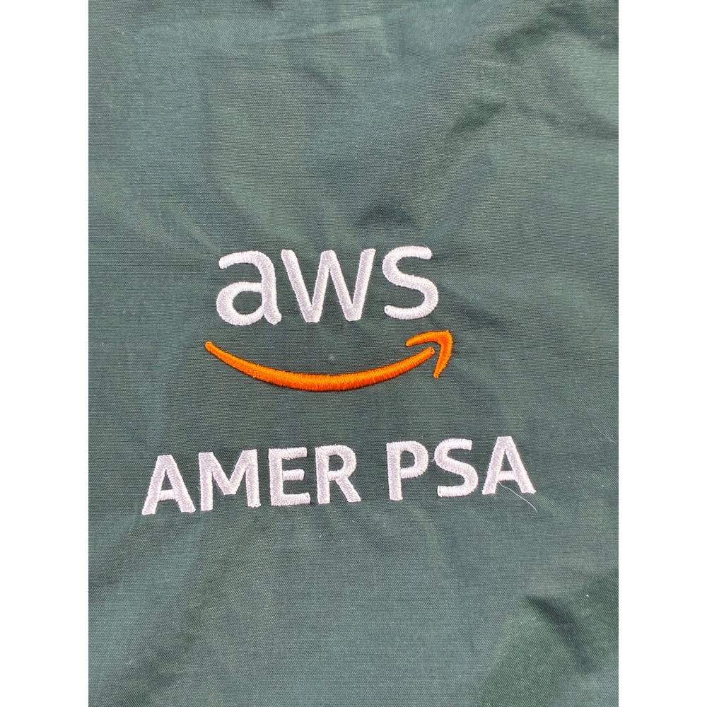 NWT Amazon AWS AMER PSA Windbreaker Hooded Full Zip Jacket Green Mens Size Small - Picture 2 of 8